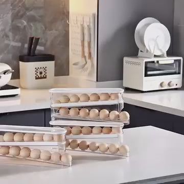 Anti-Fall Dual-Tier Egg Dispenser for Refrigerator with Automatic Rolling System
