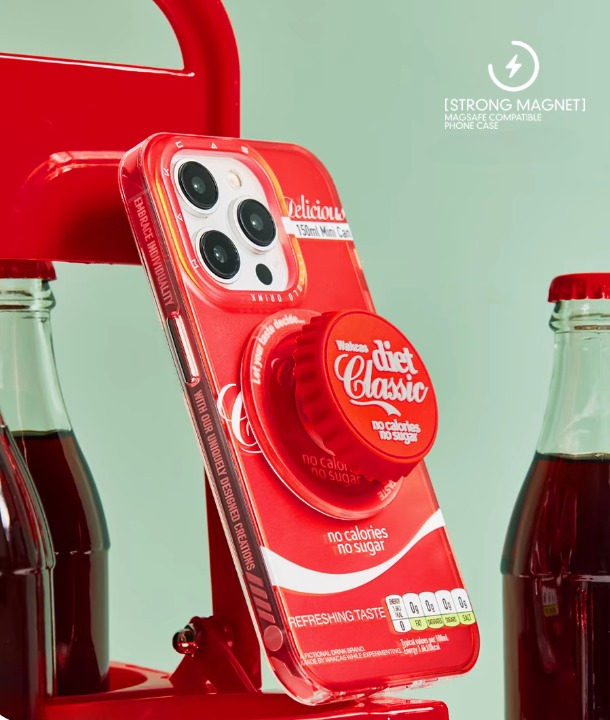 WAKCAS Classic Diet Red Beverage Magnetic iPhone Magsafe Case (with optional pop socket)