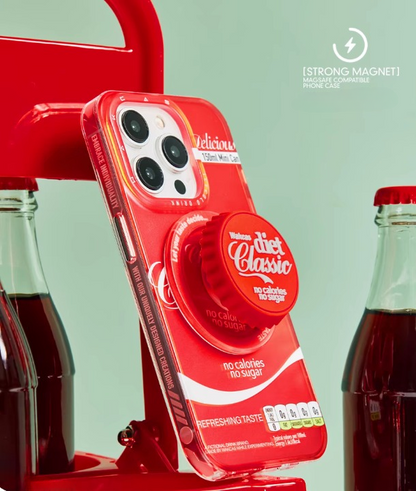 WAKCAS Classic Diet Red Beverage Magnetic iPhone Magsafe Case (with optional pop socket)