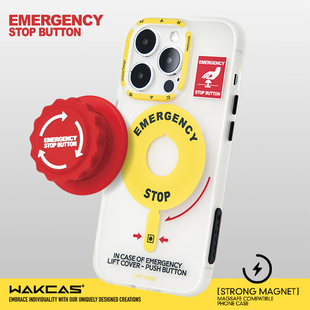 WAKCAS Emergency Switch Magnetic iPhone Magsafe Case (with optional pop socket)